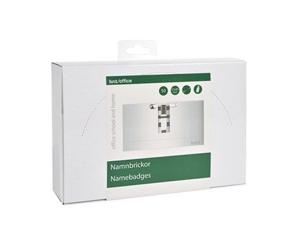 NAVNESKILT MED NL & CLIPS SAMT INDSTIK PRIS PR STK KR. 1,98. VED 50 STK. (57x91)