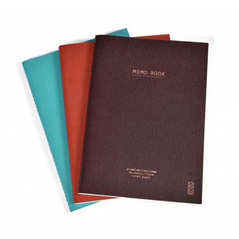 KOZO Notesbog A5 3 Pakke Coffee Bric Steel Blue KOZO Notesbog A5 3 Pakke Coffee Bric Steel Blue