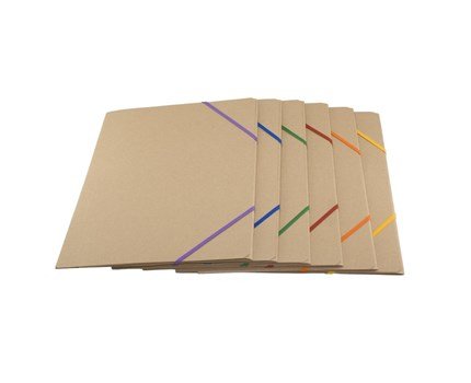 Elastikmappe i pap, natur 48 stk ass farver